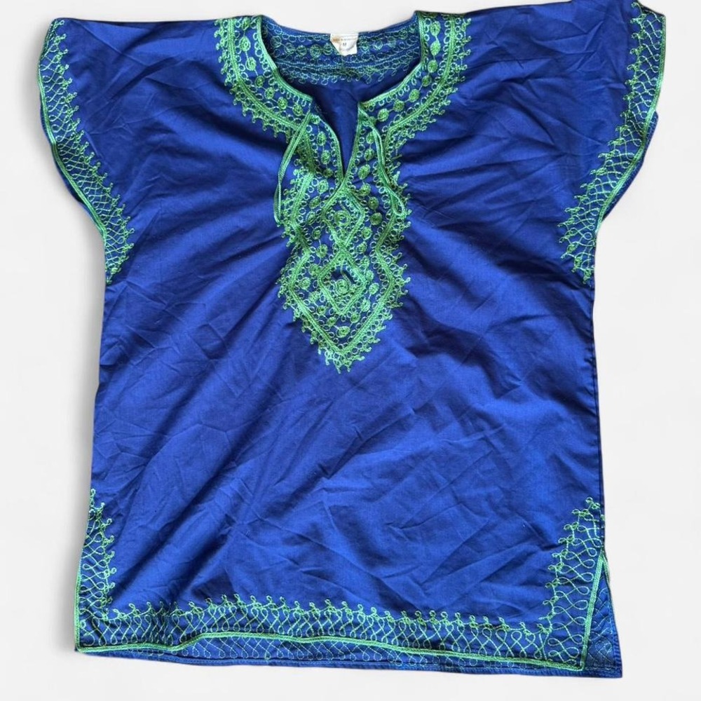 Neon Blue Boho Blouse